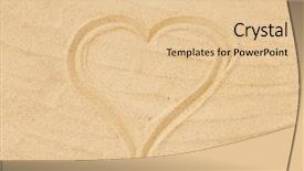  Presentation with sand heart - Colorful slide deck enhanced with valentine's day love and summer holidays concept - picture of heart in sand on beach backdrop and a lemonade colored foreground