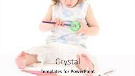  Presentation with white gold picture of wedding - Audience pleasing presentation theme consisting of picture of little girl with color pencils over white backdrop and a sky blue colored foreground