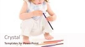  Presentation with white gold picture of wedding - Presentation theme having picture of little girl with color pencils over white background and a sky blue colored foreground