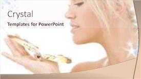  Presentation with snowflakes - Presentation design having picture of lovely blonde with butterfly and snowflakes background and a sky blue colored foreground