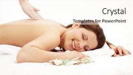  Presentation with salon - PPT layouts having picture of lovely lady relaxing in massage salon background and a cream colored foreground