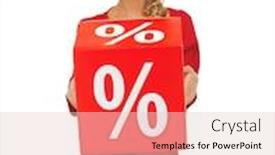  Presentation with percent - Cool new PPT theme with picture of lovely woman in red dress with percent sign backdrop and a lemonade colored foreground