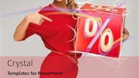  Presentation with percent - Theme with picture of lovely woman in red dress with percent sign background and a red colored foreground
