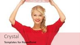  Presentation with percent - Cool new presentation with picture of lovely woman in red dress with percent sign backdrop and a red colored foreground