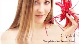  Presentation with chili - Cool new PPT theme with picture of lovely woman with hot chili peppers backdrop and a lemonade colored foreground