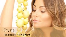  Presentation with green apples - Beautiful theme featuring picture of lovely woman with green apples over white backdrop and a yellow colored foreground