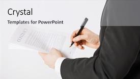  Presentation with charging gun man hands charging - Presentation with picture of man hands signing background and a white colored foreground