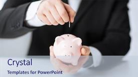  Presentation with rich man - Presentation having picture of man putting coin background and a lemonade colored foreground