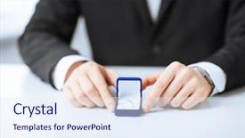  Presentation with wedding ring - PPT theme with picture of man with gift background and a sky blue colored foreground