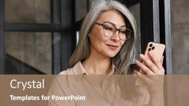  Presentation with mobile home - Presentation enhanced with picture-of-mature-positive-pretty background and a coral colored foreground