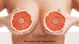  Presentation with breast - Presentation theme enhanced with picture-of-middle-part-woman background and a coral colored foreground