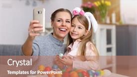  Presentation with easter worship service - Theme enhanced with picture of mother and daughter background and a coral colored foreground