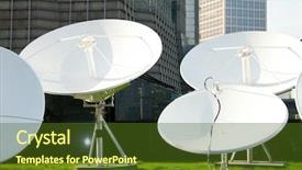  Presentation with satellite dish - Cool new PPT theme with picture of parabolic satellite dish backdrop and a tawny brown colored foreground