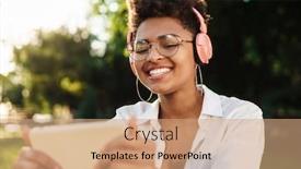  Presentation with african music - Presentation theme consisting of picture-of-pleased-cheerful-african background and a coral colored foreground