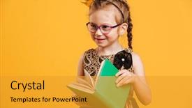  Presentation with pretty girl - Colorful presentation design enhanced with picture of pretty girl child backdrop and a  colored foreground