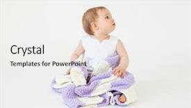  Presentation with baby sitting - Colorful PPT theme enhanced with picture of pretty little baby girl sitting on floor with plaid isolated over white background looking aside backdrop and a white colored foreground