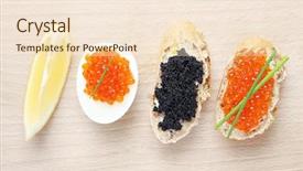  Presentation with caviar - Presentation theme consisting of red and black caviar background and a lemonade colored foreground