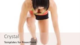  Presentation with woman runner - Presentation having picture of runner woman ready to start background and a lemonade colored foreground