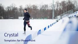  Presentation with adventure sports man - Amazing presentation theme having picture of running sports man backdrop and a sky blue colored foreground