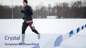  Presentation with stadium - Amazing slide deck having picture of running sports man backdrop and a sky blue colored foreground