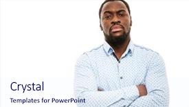  Presentation with one young man exercising handball - Presentation having picture of serious young african background and a sky blue colored foreground