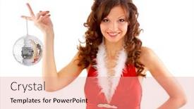  Presentation with disco - Presentation theme having picture of sexy santa helper with disco ball background and a coral colored foreground