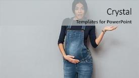  Presentation with pregnant - Slide deck enhanced with picture of shocked pregnant lady background and a light gray colored foreground