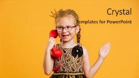  Presentation with red telephone - Presentation theme consisting of picture of smiling girl child background and a  colored foreground