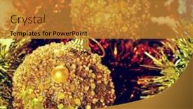  Presentation with effect - Amazing slide set having picture of some christmas balls and tinsel of different colors with a retro effect backdrop and a gold colored foreground