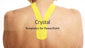  Presentation with special issues in communication - Beautiful PPT theme featuring picture of special physio tape backdrop and a  colored foreground