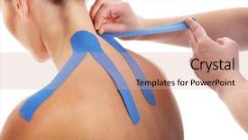  Presentation with tape - Colorful presentation design enhanced with picture of special physio tape backdrop and a coral colored foreground