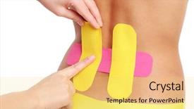  Presentation with special invitation - Amazing PPT theme having picture of special physio tape backdrop and a  colored foreground