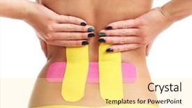  Presentation with special issues in communication - Cool new PPT theme with picture of special physio tape backdrop and a blonde colored foreground