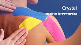  Presentation with tape - Slide set featuring picture of special physio tape background and a ocean colored foreground