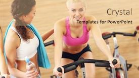  Presentation with spinning - Cool new theme with picture of sporty group of women on spinning class backdrop and a lemonade colored foreground