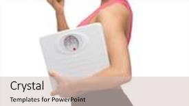  Presentation with weight - PPT theme consisting of sporty woman with apple background and a soft green colored foreground