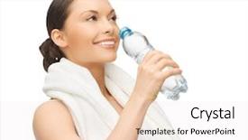  Presentation with water bottle - PPT theme consisting of woman with bottle of water background and a sky blue colored foreground