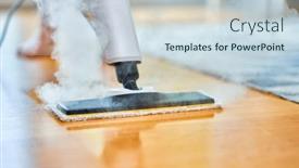  Presentation with steam - Presentation theme featuring picture-of-steam-cleaner-over background and a sky blue colored foreground