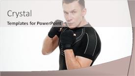  Presentation with standing strong - PPT theme enhanced with picture of strong sportsman boxer standing isolated over white background looking at camera background and a lemonade colored foreground