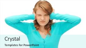  Presentation with ears - Amazing slide set having picture of student with hands backdrop and a cyan colored foreground