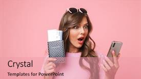  Presentation with holding hands - Audience pleasing slide deck consisting of picture of surprised voyage girl backdrop and a coral colored foreground