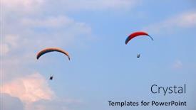  Presentation with paragliding - Presentation theme consisting of picture-of-tandem-paragliding background and a light blue colored foreground