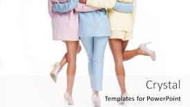  Presentation with pastel - Colorful PPT theme enhanced with picture-of-three-women backdrop and a sky blue colored foreground