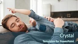  Presentation with tired - Presentation theme enhanced with picture of tired bearded father background and a  colored foreground