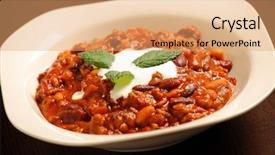  Presentation with chilli - Presentation having picture of traditional mexican chilli beans soup served in a white bowl over wooden background background and a coral colored foreground