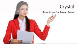  Presentation with anchor - Cool new PPT layouts with picture of tv anchor preparing backdrop and a white colored foreground