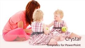  Presentation with mother twins - Amazing PPT layouts having picture of two adorable twins backdrop and a  colored foreground