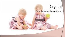  Presentation with white - Colorful PPT layouts enhanced with picture of two adorable twins backdrop and a white colored foreground