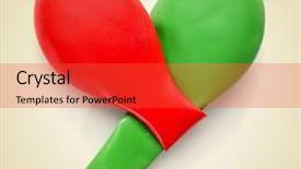  Presentation with beige art retro - Beautiful theme featuring picture of two balloons forming a heart on a beige background with a retro effect backdrop and a red colored foreground