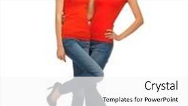  Presentation with teenage - Colorful presentation theme enhanced with picture of two beautiful teenage girls in red t-shirts backdrop and a white colored foreground